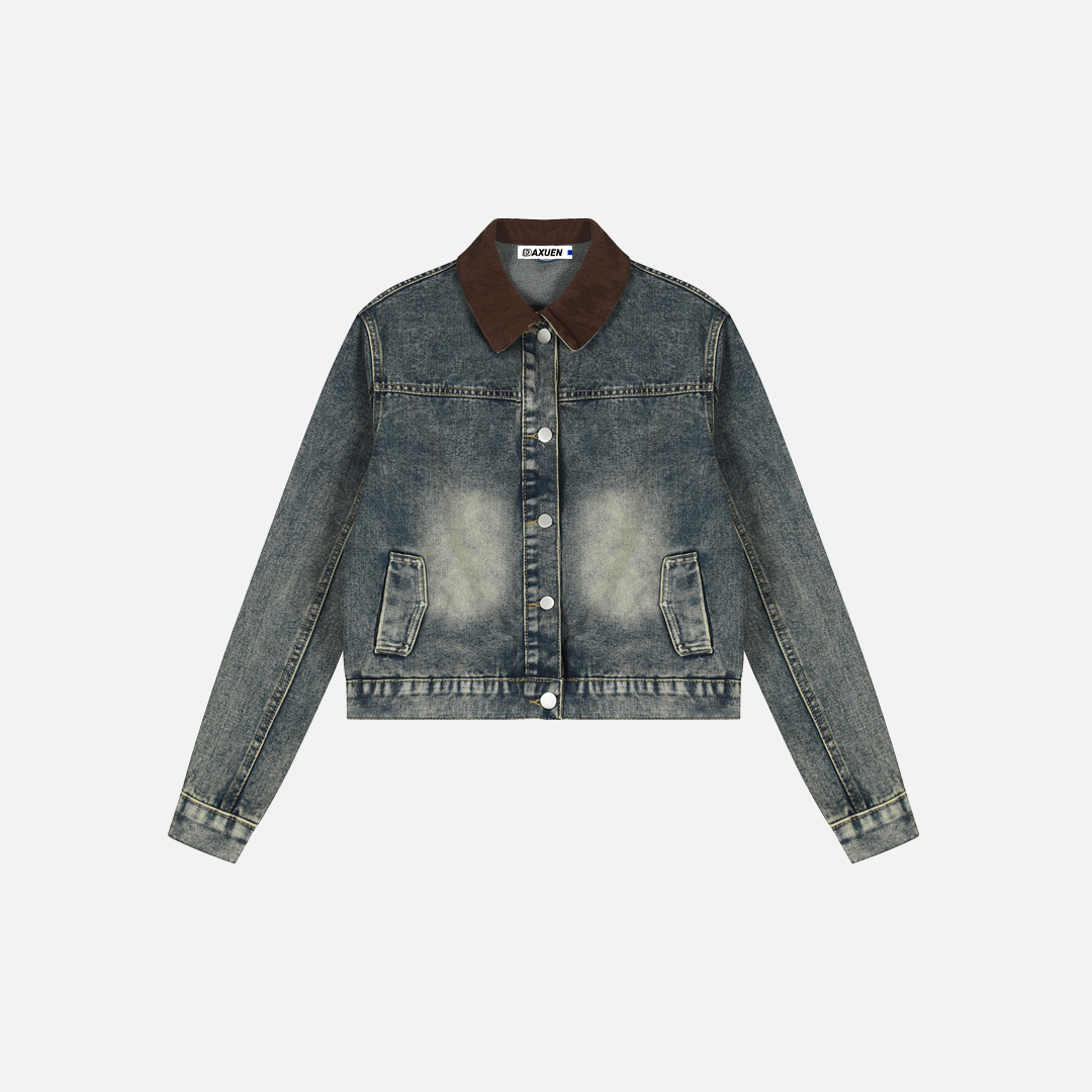 Herren-Frühlings-Vintage-Jeansjacke im Used-Look