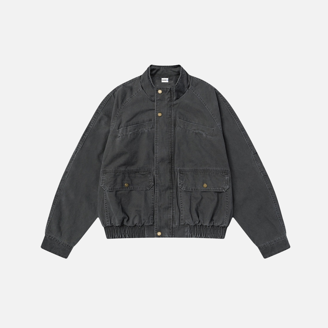 Klassische Herren-Denimjacke im Punk-Stil mit Plüsch-Look