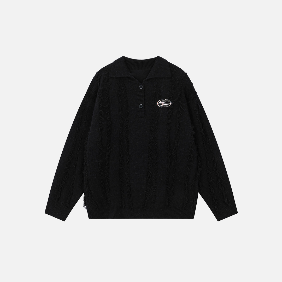 Pull polo à col roulé à franges européennes