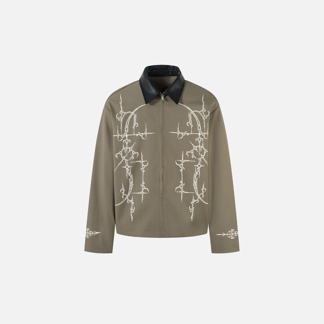 Veste en cuir hip-hop tendance avec tatouage floral