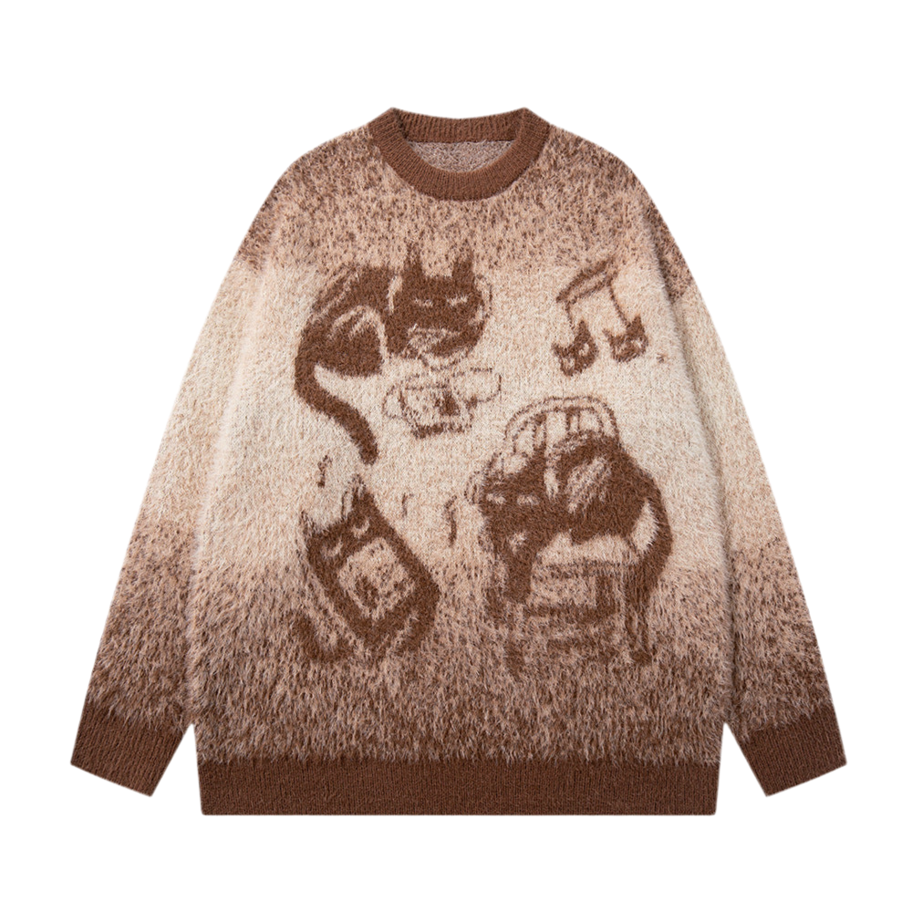 Cosmic Cat Fade Rundhalspullover