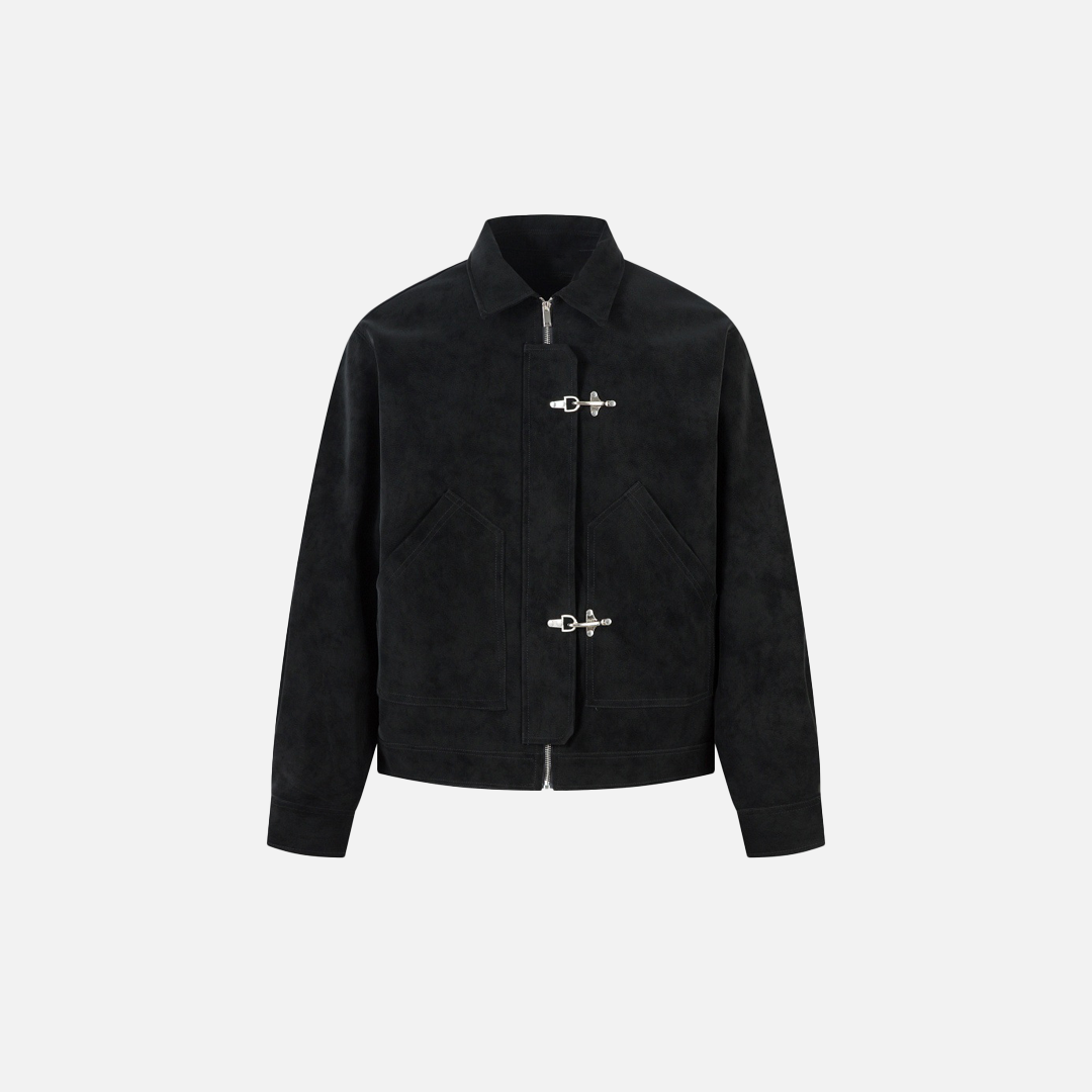 Veste en cuir style punk vintage avec boucle d'avion