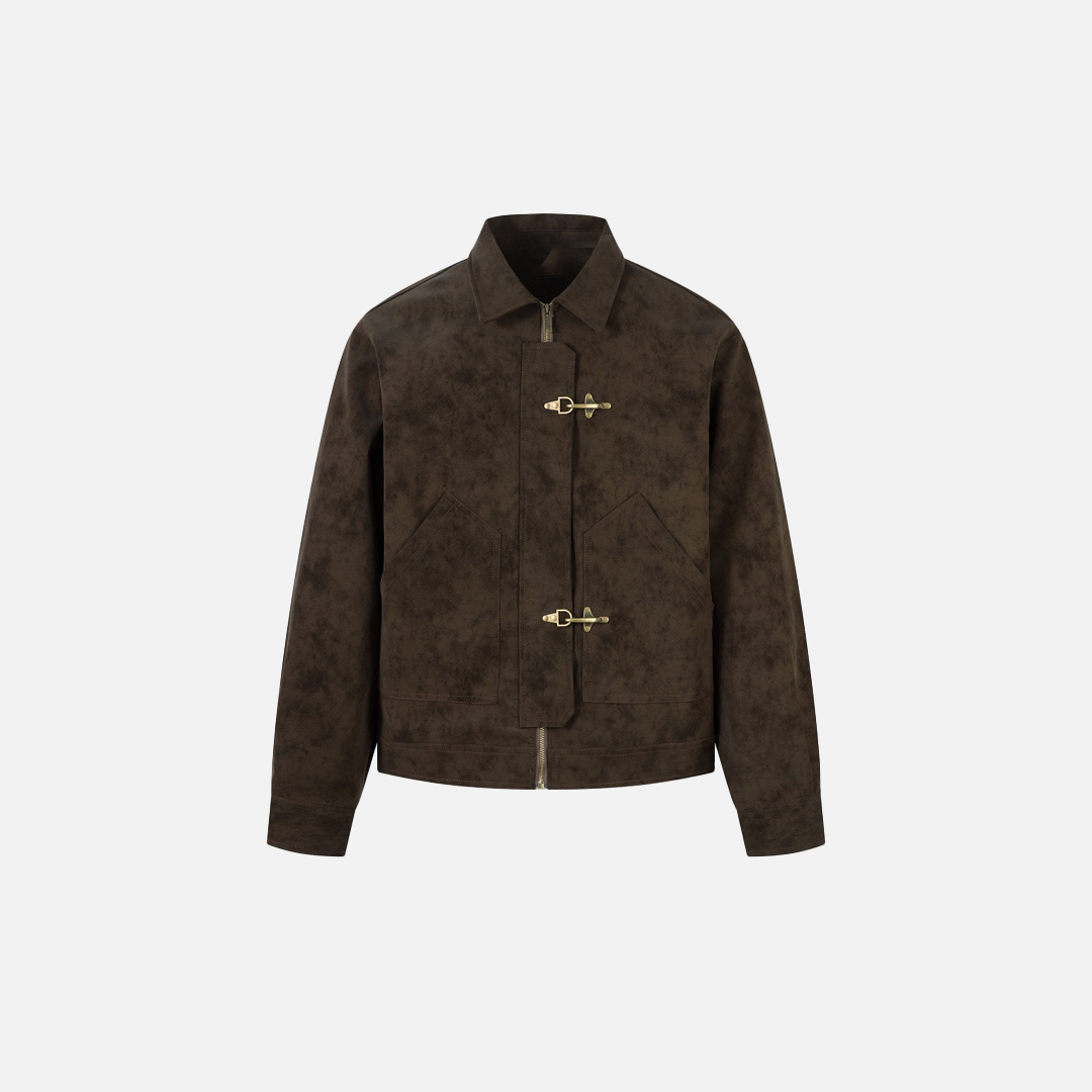 Veste en cuir style punk vintage avec boucle d'avion