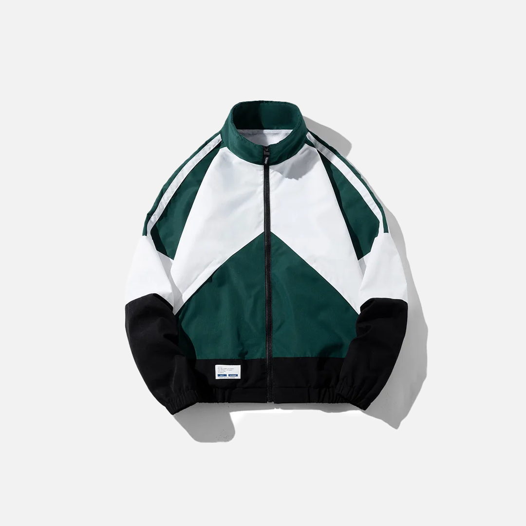 Veste coupe-vent de baseball à col montant patchwork