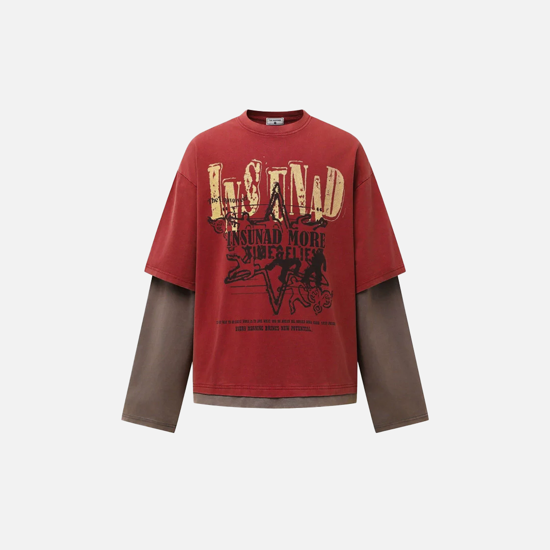 Y2K Fake Two Pieces Loose Fit Langarm-T-Shirt
