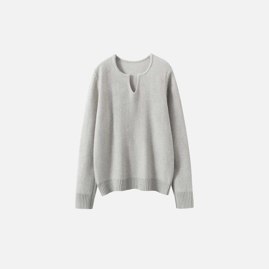 Y2K Pailletten-Strickpullover mit V-Ausschnitt