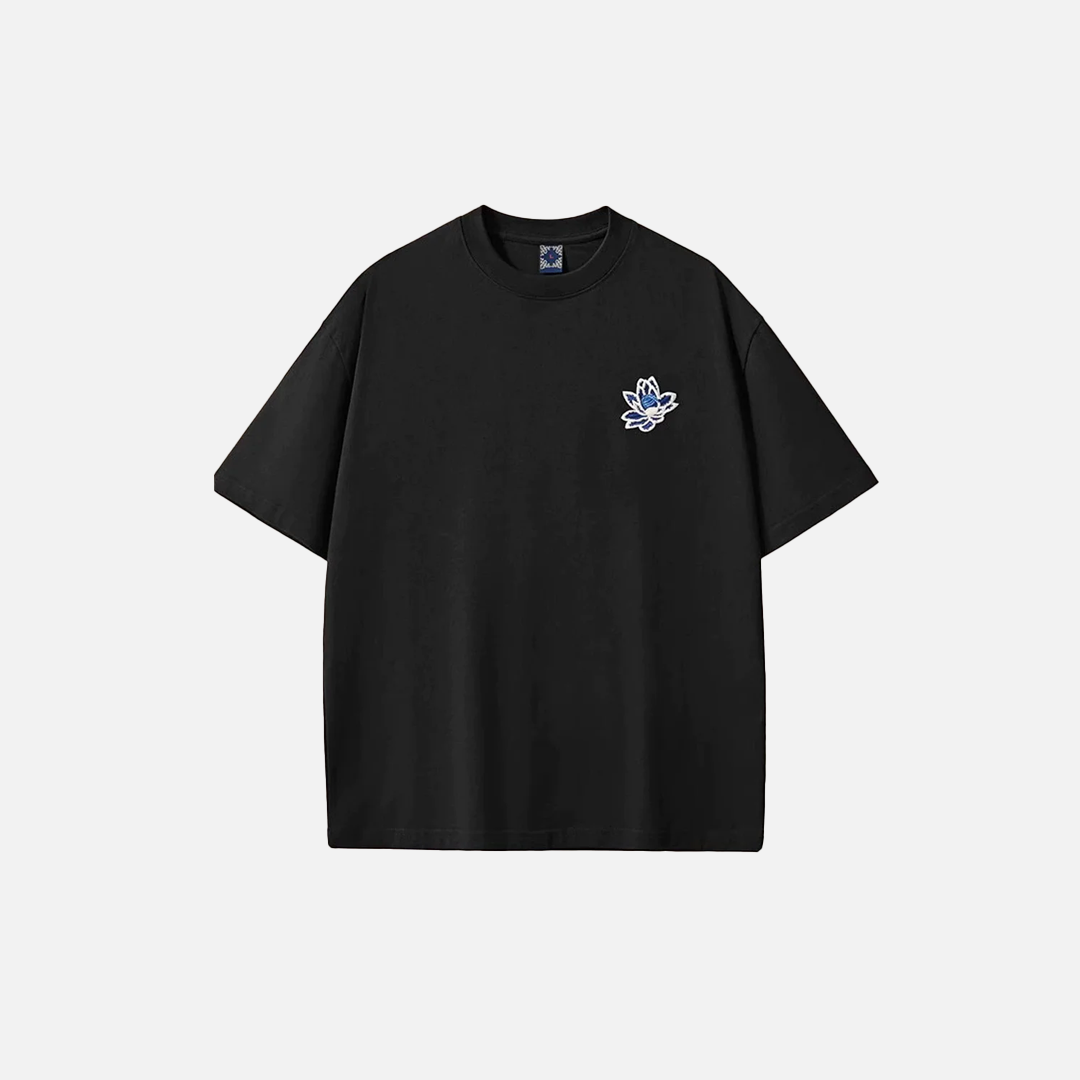 Sommerliches Phoenix-Stickerei-Freizeit-T-Shirt aus Baumwolle mit Rundhalsausschnitt