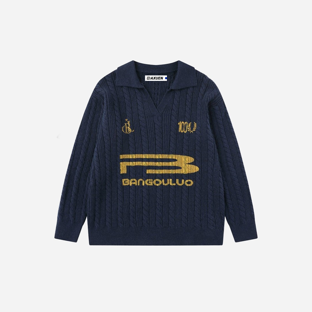Pull décontracté oversize confortable pour homme à imprimé lettres
