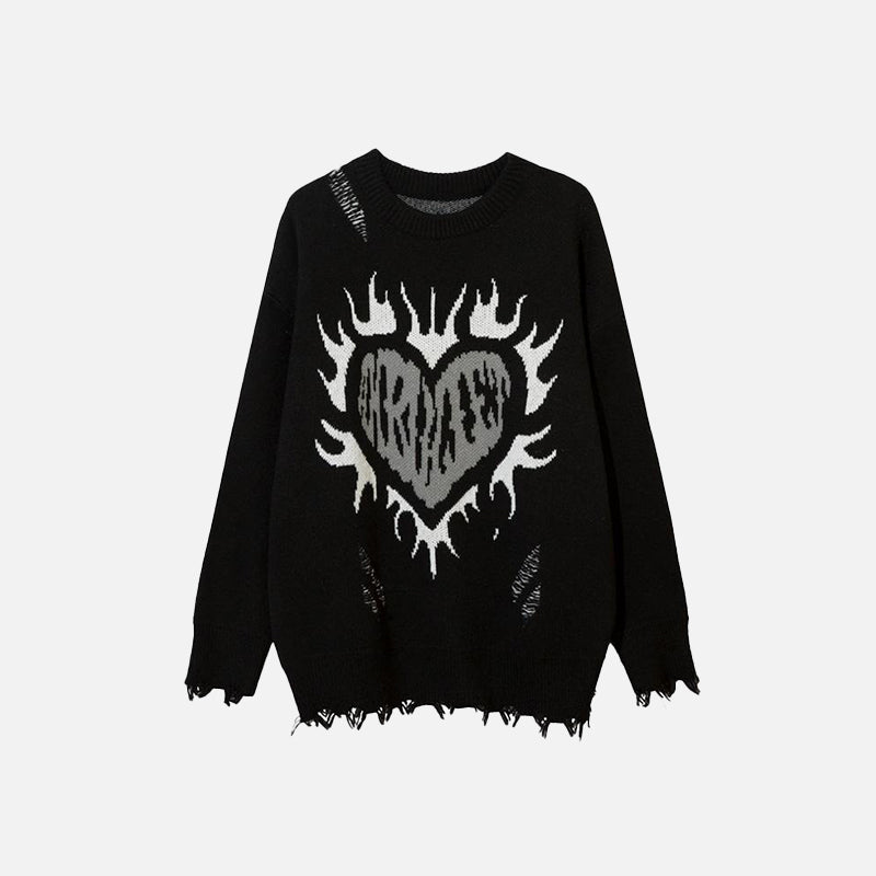 Pull déchiré Cœur Brûlant