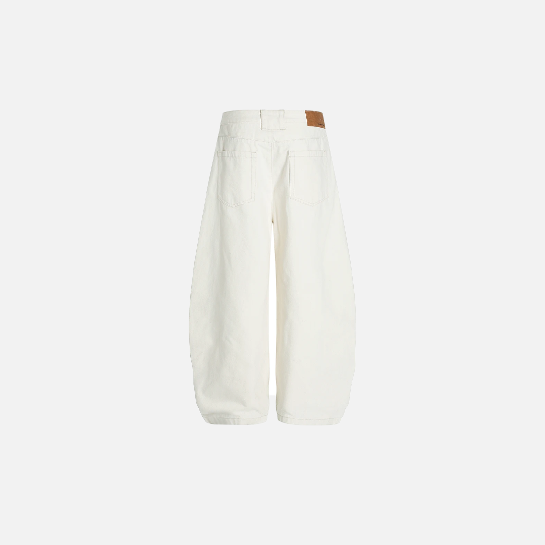Weiße Streetwear-Jeans mit lockerem Schnitt und weitem Bein