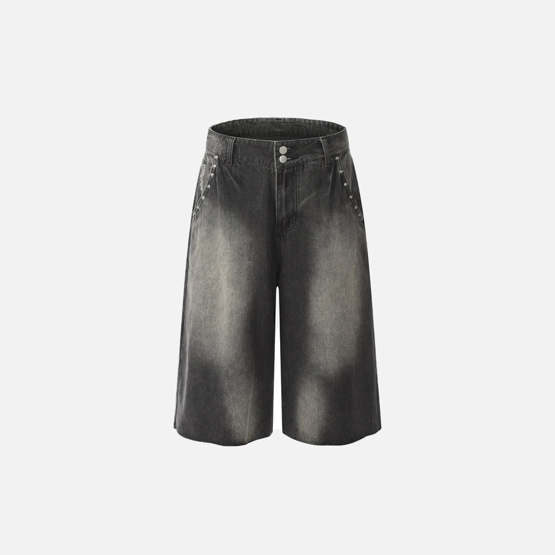 Short en jean Y2K Rivets Washed Lightning