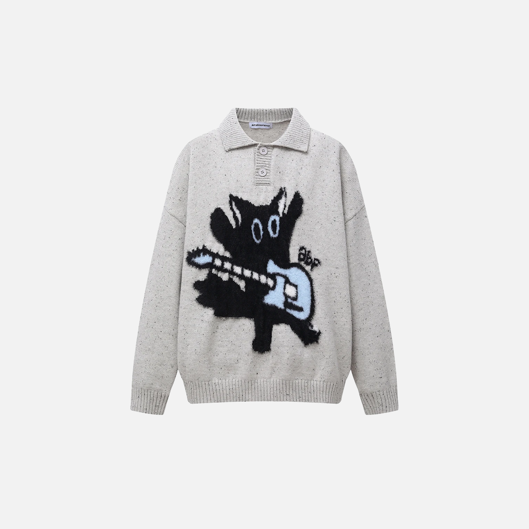 Pull en maille oversize en coton doux à motif dessin animé