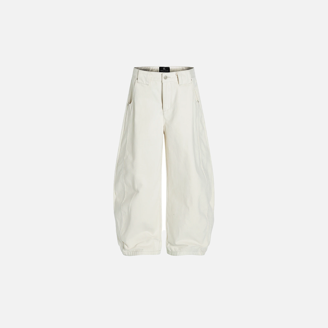 Weiße Streetwear-Jeans mit lockerem Schnitt und weitem Bein