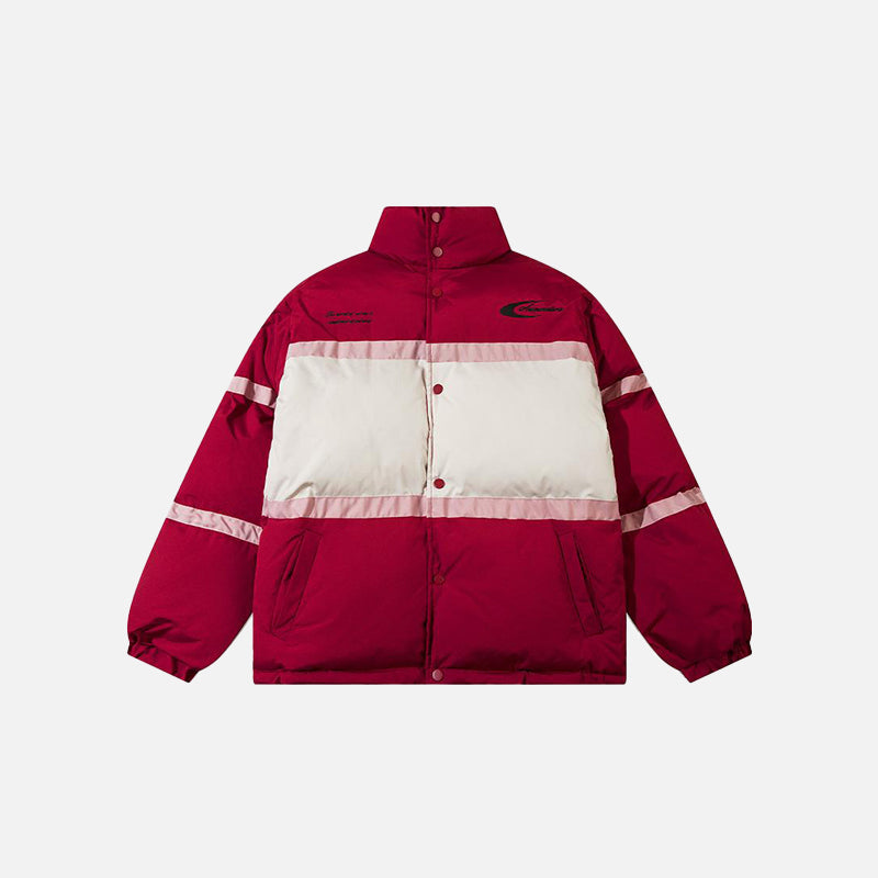 Steppjacke mit Stehkragen und Farbblock-Design