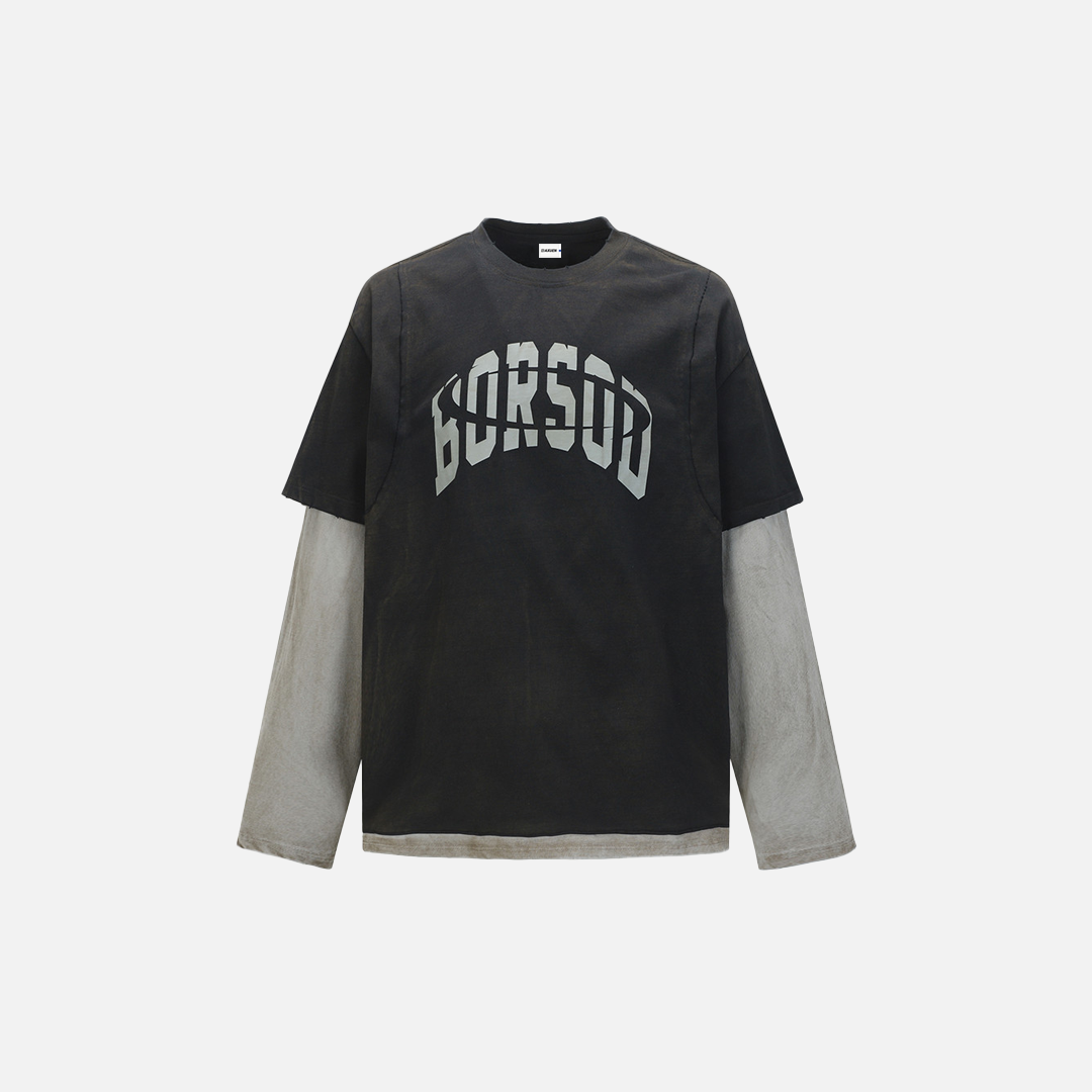 Vintage-Langarmshirt mit Used-Look und Farbblockmuster