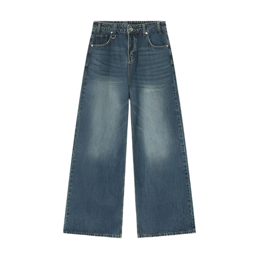 Vintage Wash Wide-Leg Jeans