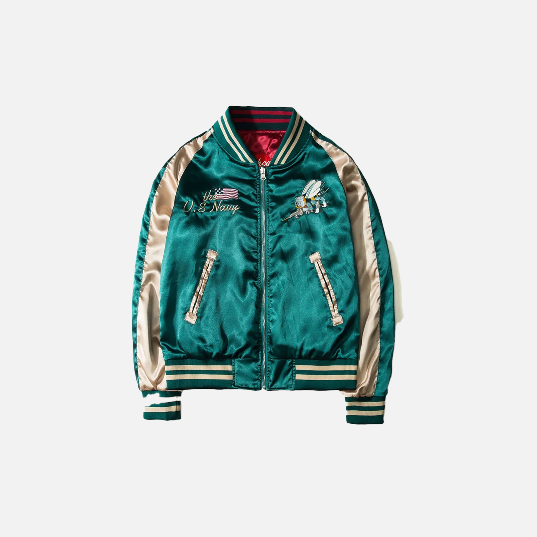 Luxuriöse, wendbare Collegejacke im Herbst-Streetwear-Stil