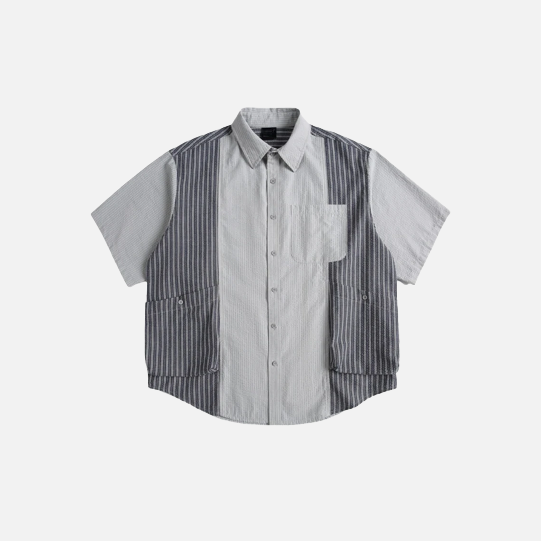 Oversized gestreiftes Kurzarm-Freizeithemd