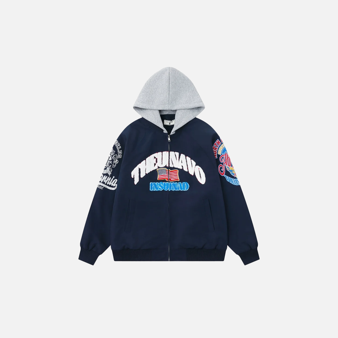 Baseball-Windjacke mit Stickerei im Used-Look