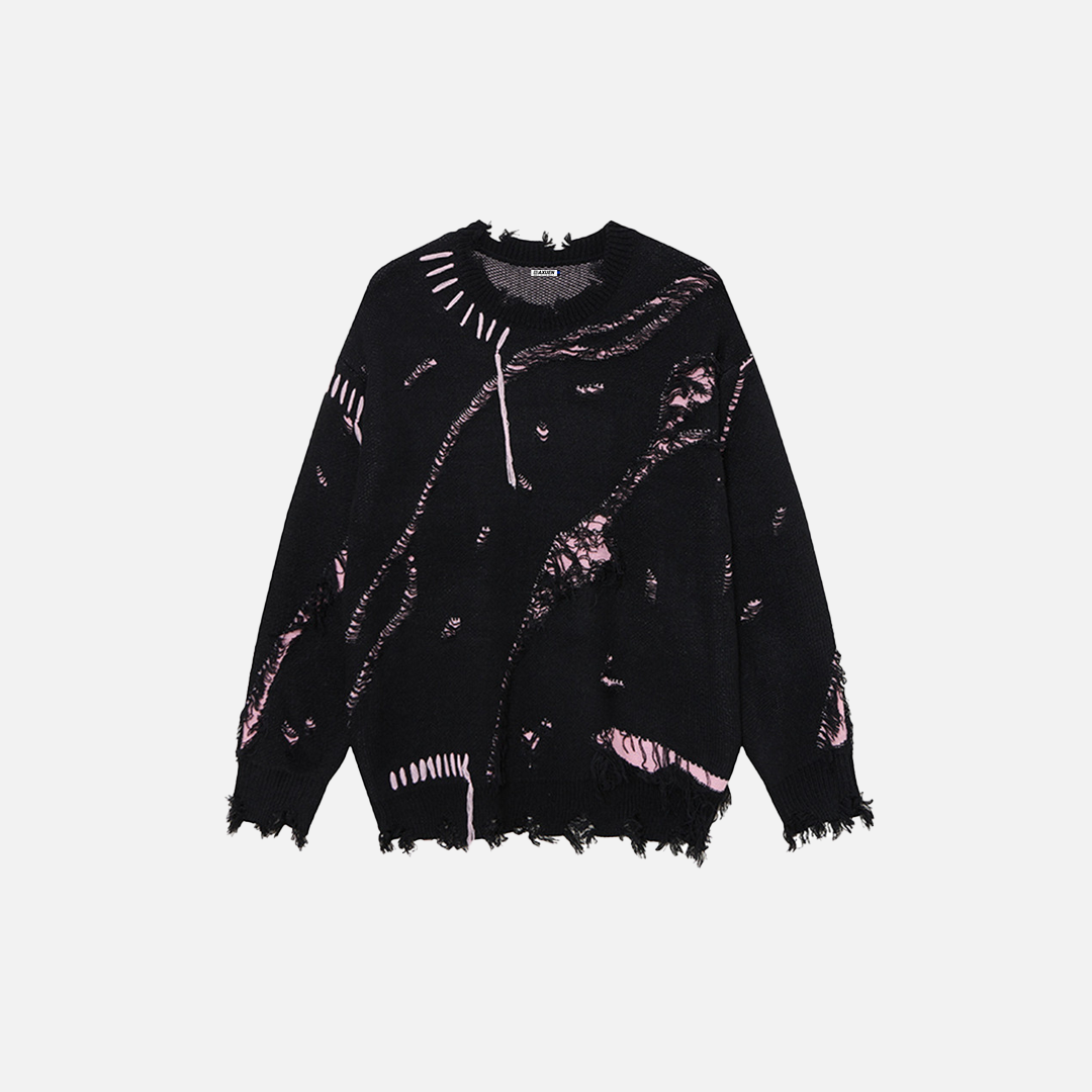 Pull décontracté oversize confortable et usé, style streetwear
