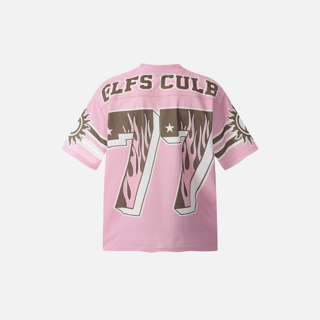 Pink Y2K Mesh Oversized Flame Sports T-Shirt