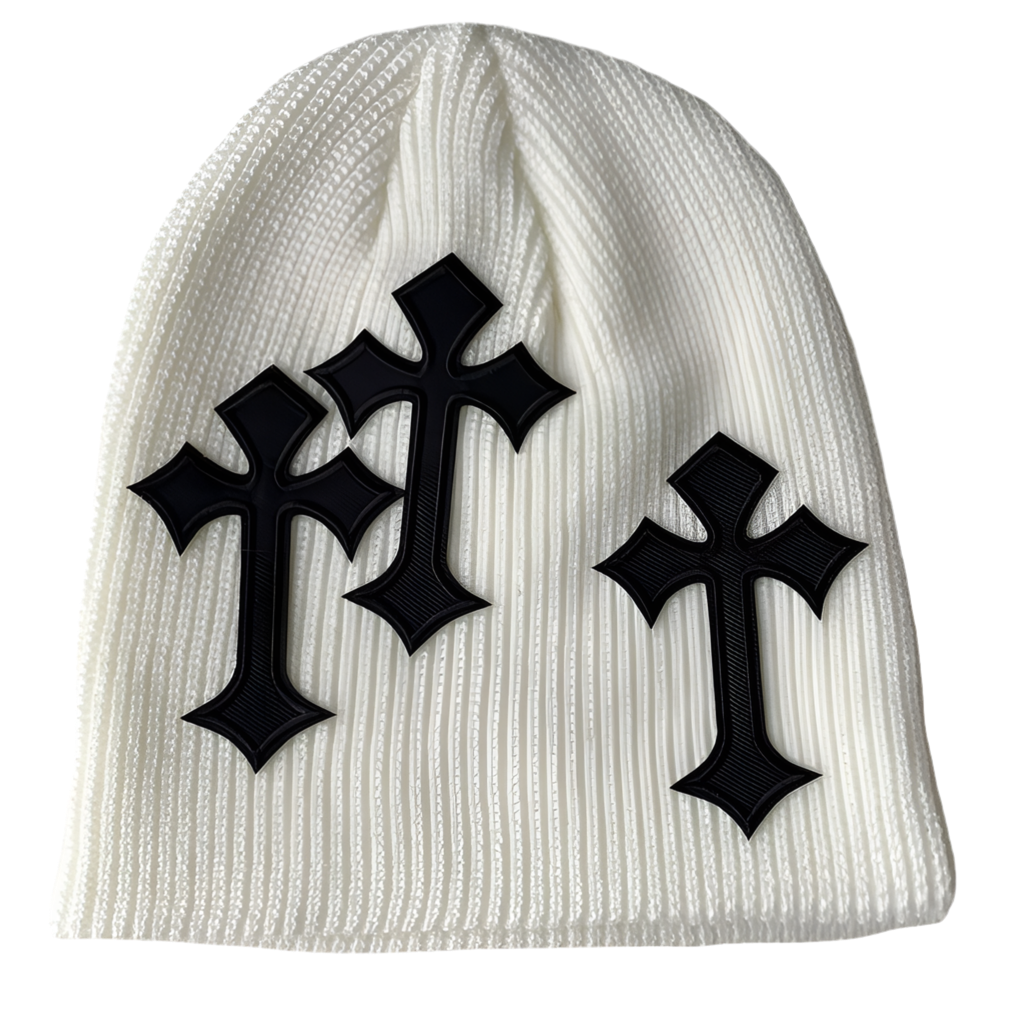 Bonnet tricoté en croix