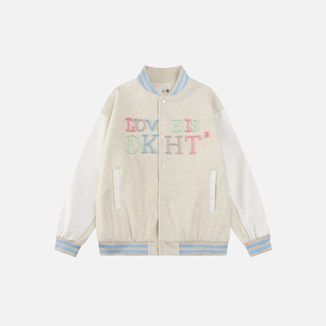 Y2K Damen Patchwork Retro Baseball Collegejacke