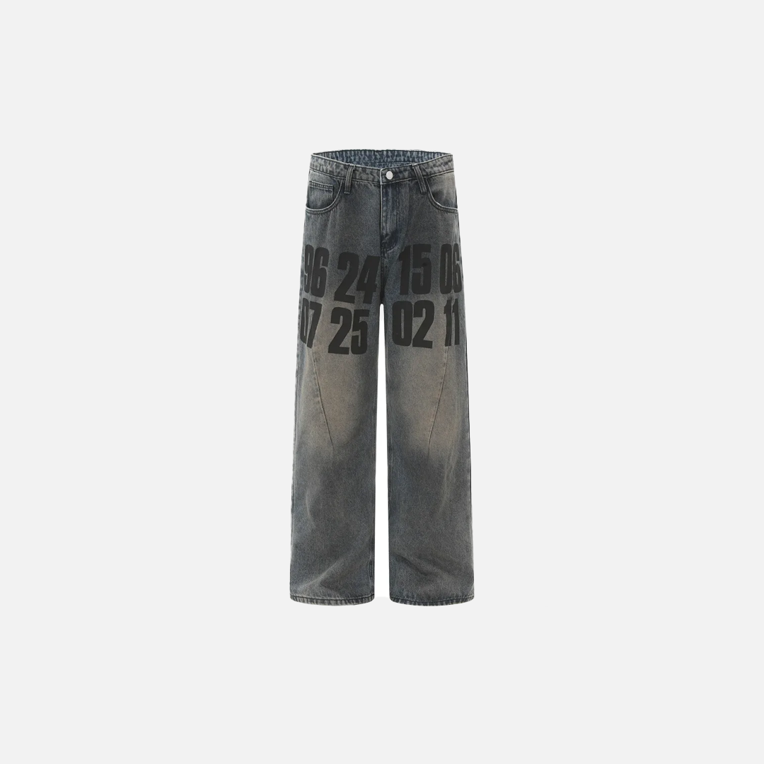 Retro High Street Jeans mit doppelseitigem Print