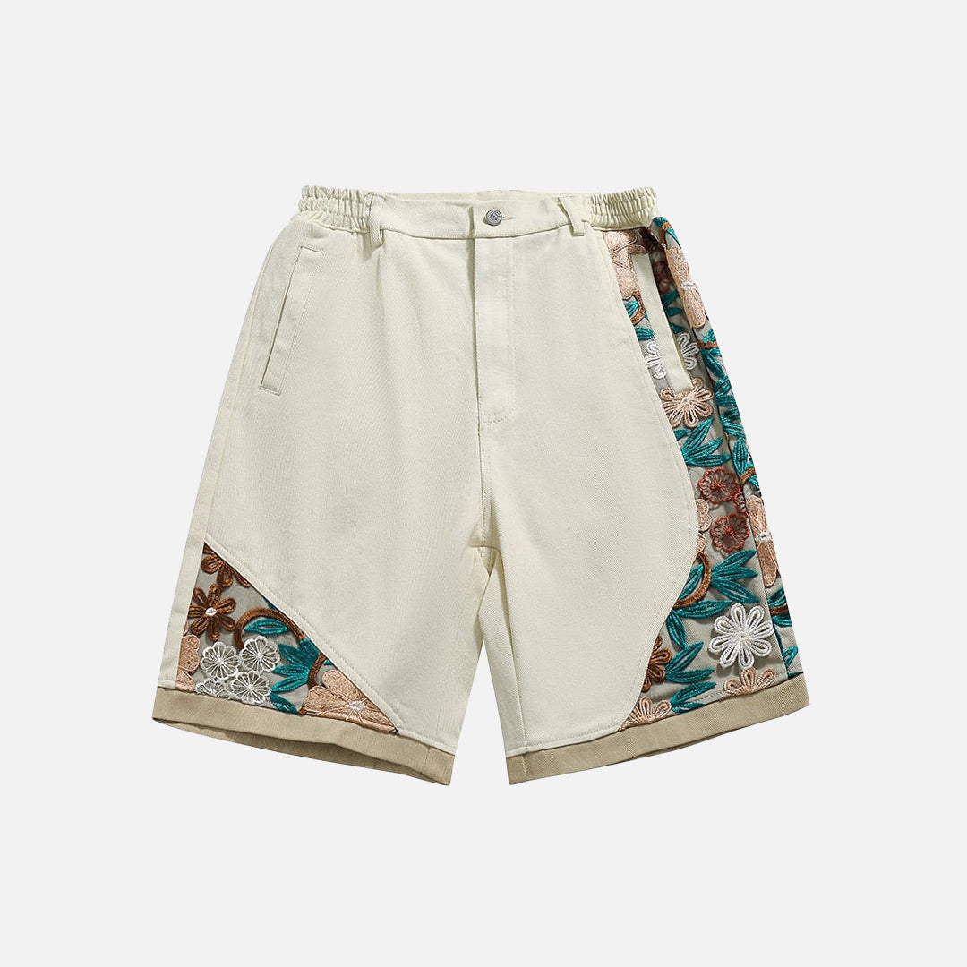Jeansshorts mit Blumenmuster