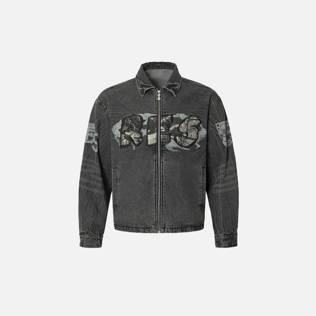 Veste en jean imprimée camouflage tendance Y2K