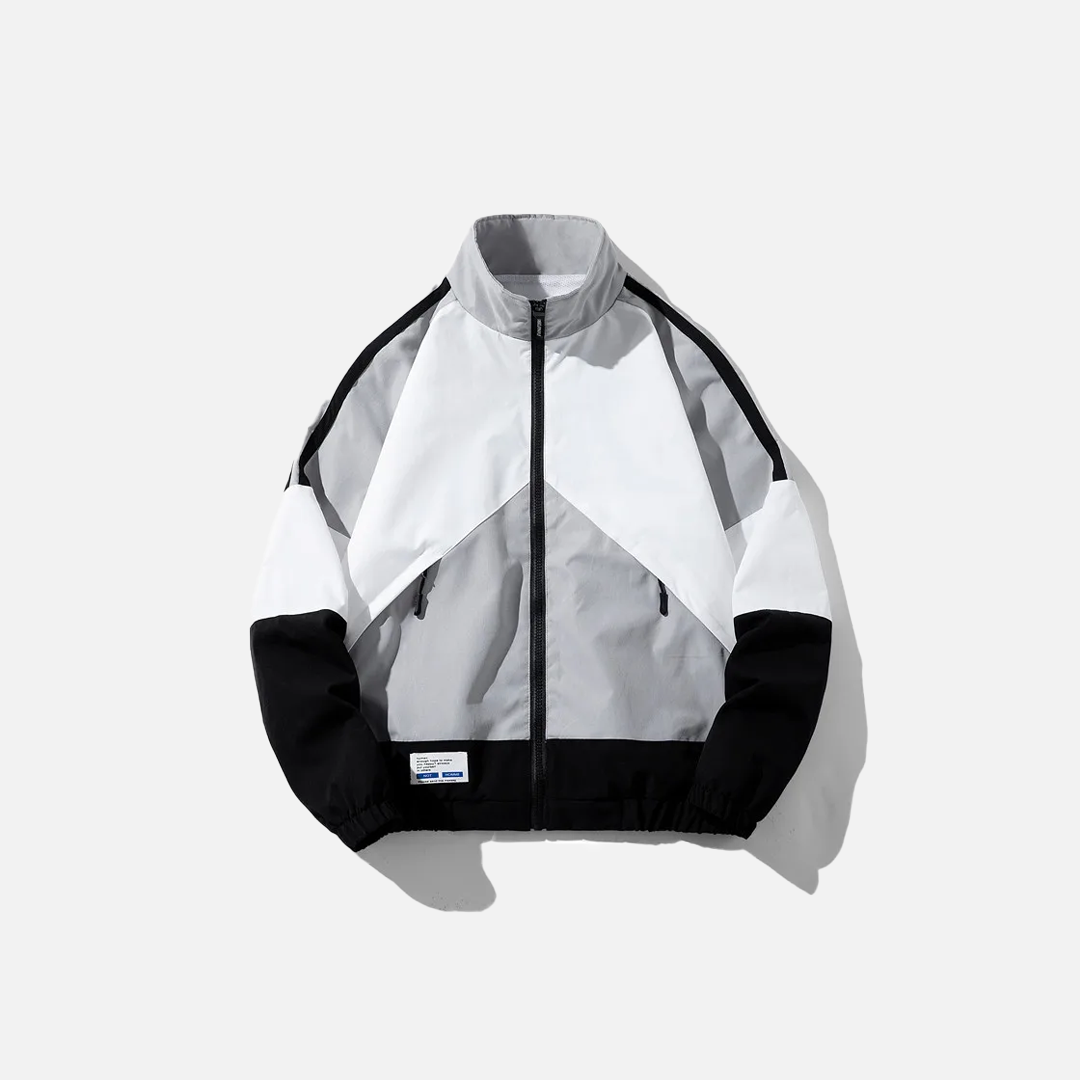 Veste coupe-vent de baseball à col montant patchwork