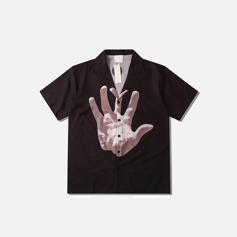 Kurzarm-Poloshirt mit Handflächenmotiv