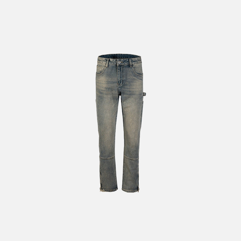 Vintage Washed Straight-Leg Denim Jeans