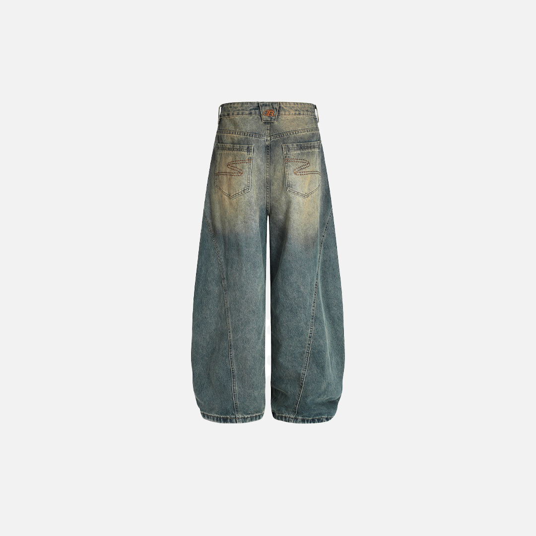 Used-Look Hip-Hop Wide Leg Jeans