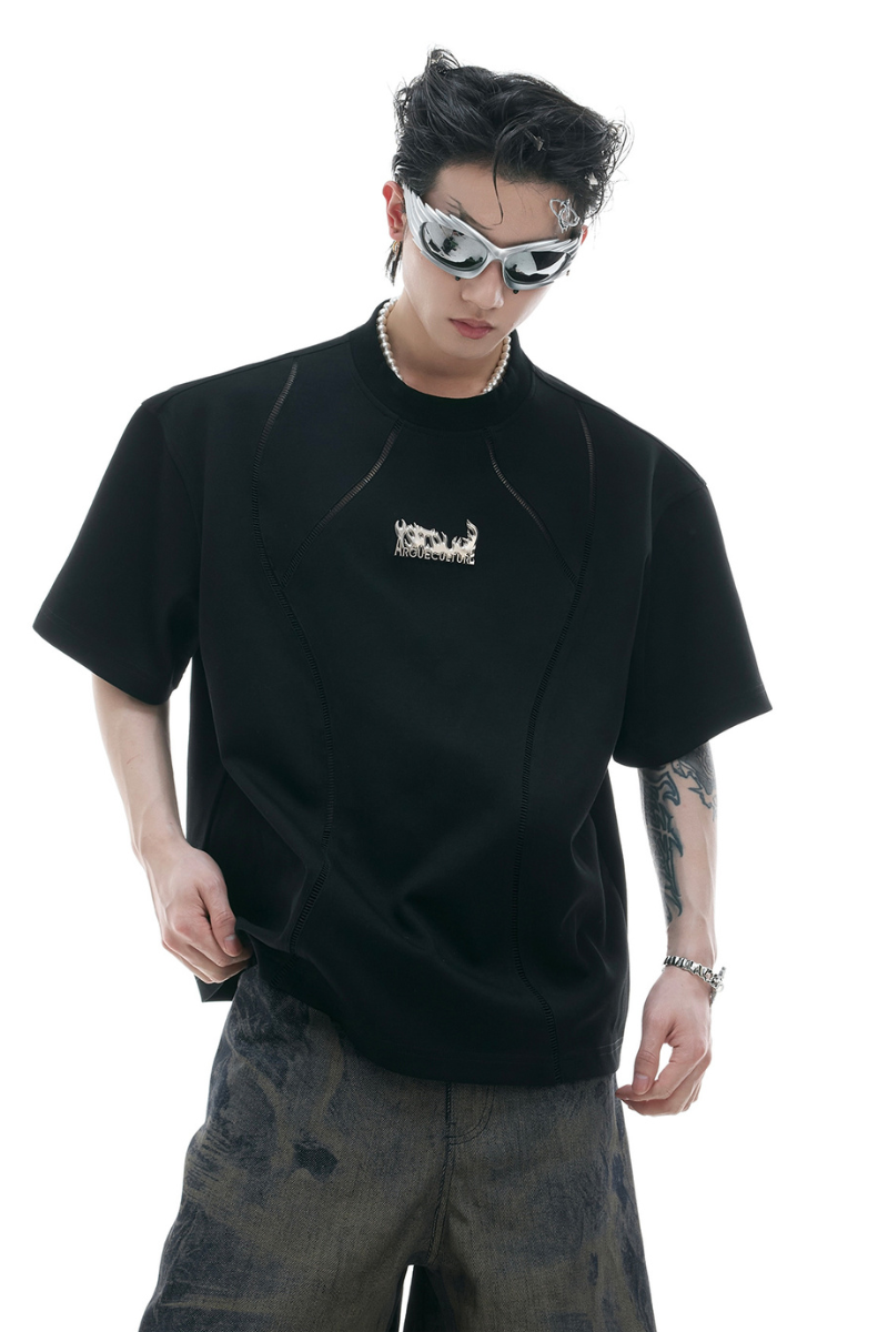 Dekonstruiertes Baumwoll-Metall-T-Shirt