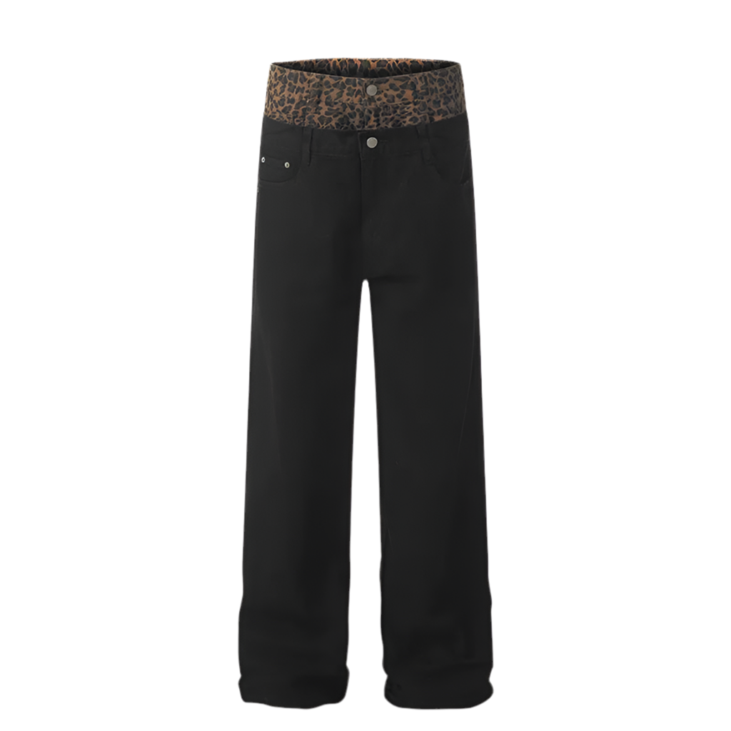 Leopard Patchwork Street Jeans
