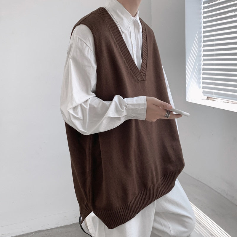 Gilet tricoté rétro décontracté