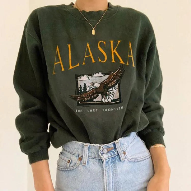 Vintage-Sweatshirt mit Alaska-Adlerprint