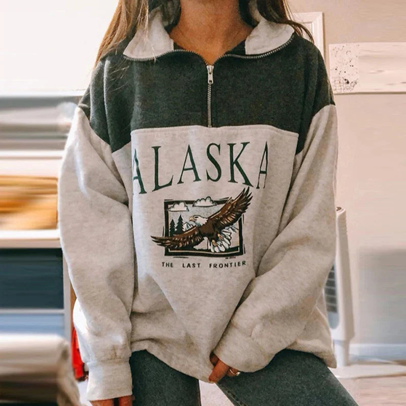 Vintage-Sweatshirt mit Alaska-Adlerprint