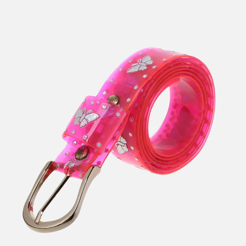 Candy Color Butterfly Print Jelly Belt