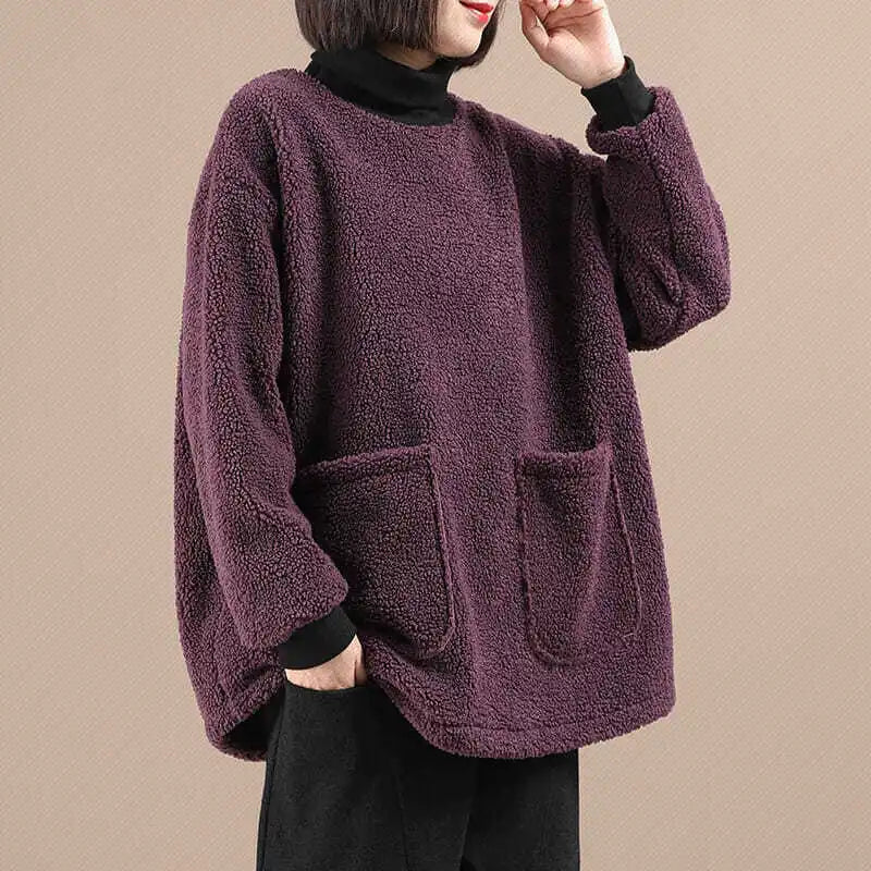 Women Cozy Wool Thicken Turtleneck Sweatshirt