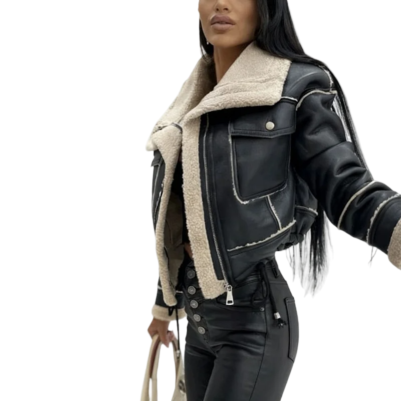 Women’s Fur Patchwork Streetwear Coat