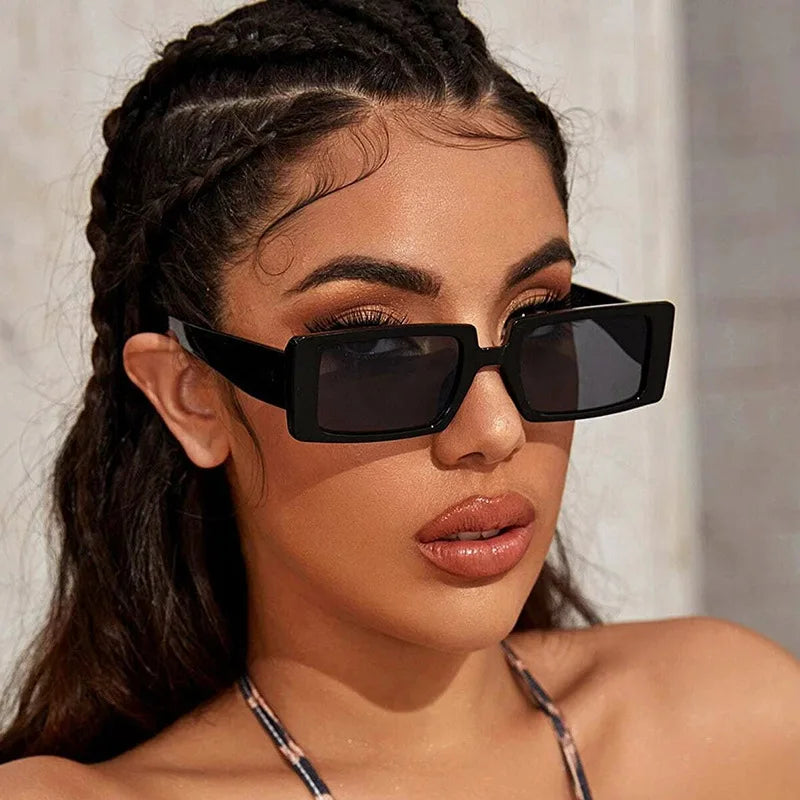 Rectangular Thic Frame Sunglasses