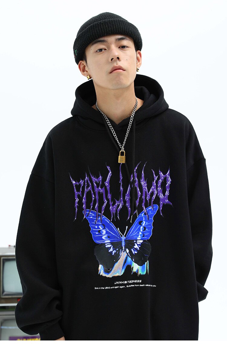 Oversize-Hoodie mit Schmetterlingsmotiv