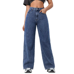 Person wearing blue jeans against a white background