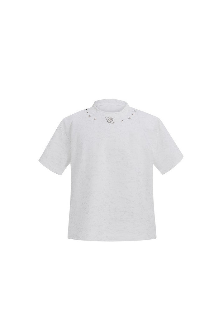 T-shirt à logo rivets métalliques