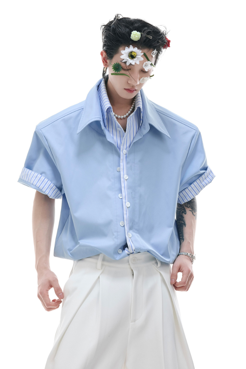 gestreiftes Colorblock-Hemd