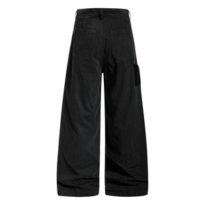 Black wide-leg pants on a white background