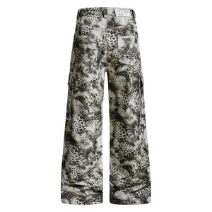 Leopard print pants on a white background