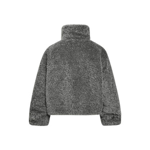 Gray fleece jacket on a white background